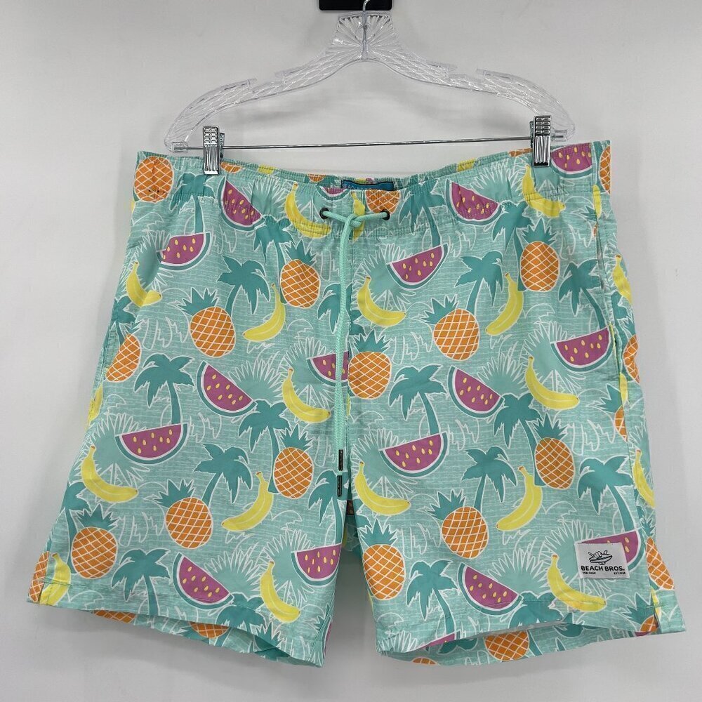 Beach Bros Mens Swim Trunks Tropical Fruits Hits Above The Knee XXL